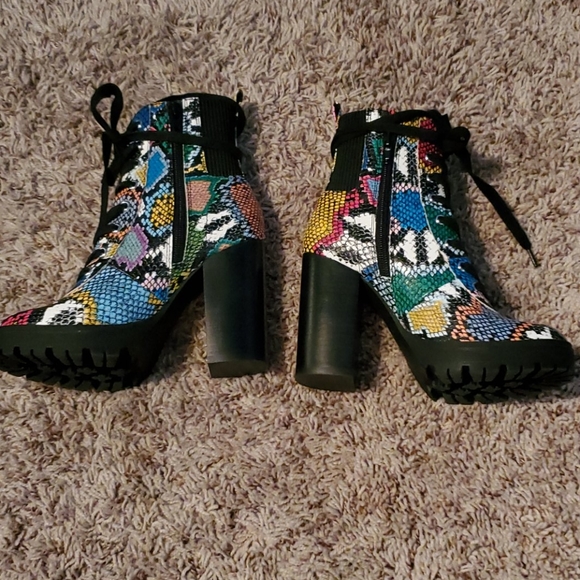 Steve Madden Multi-Color Snakeskin Combat Boots - Picture 6 of 9